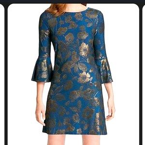 Tommy Hilfiger. Blue with metallic gold dress.